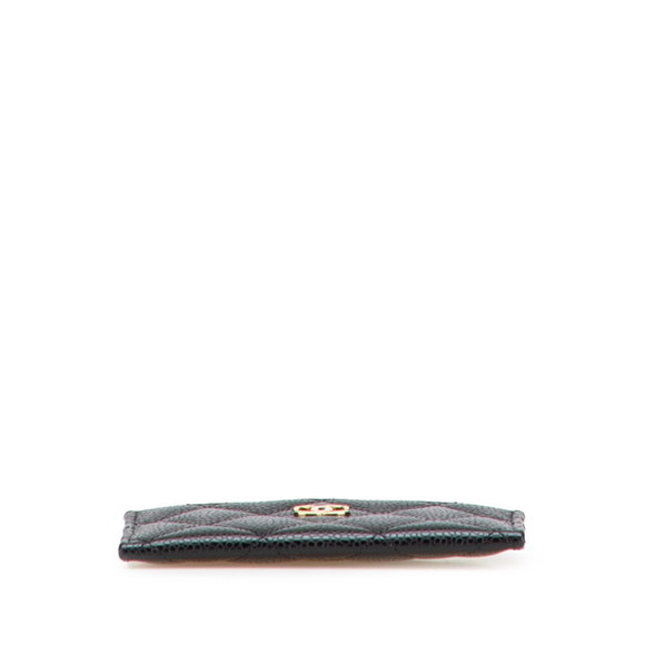 CHANEL Matelasse Coco Mark Gold Hardware Classic Card Case AP4472 Black Cavia...